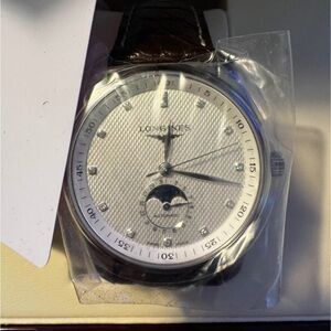 Longines Silver Buckle with Dark Brown Crocodile Strap